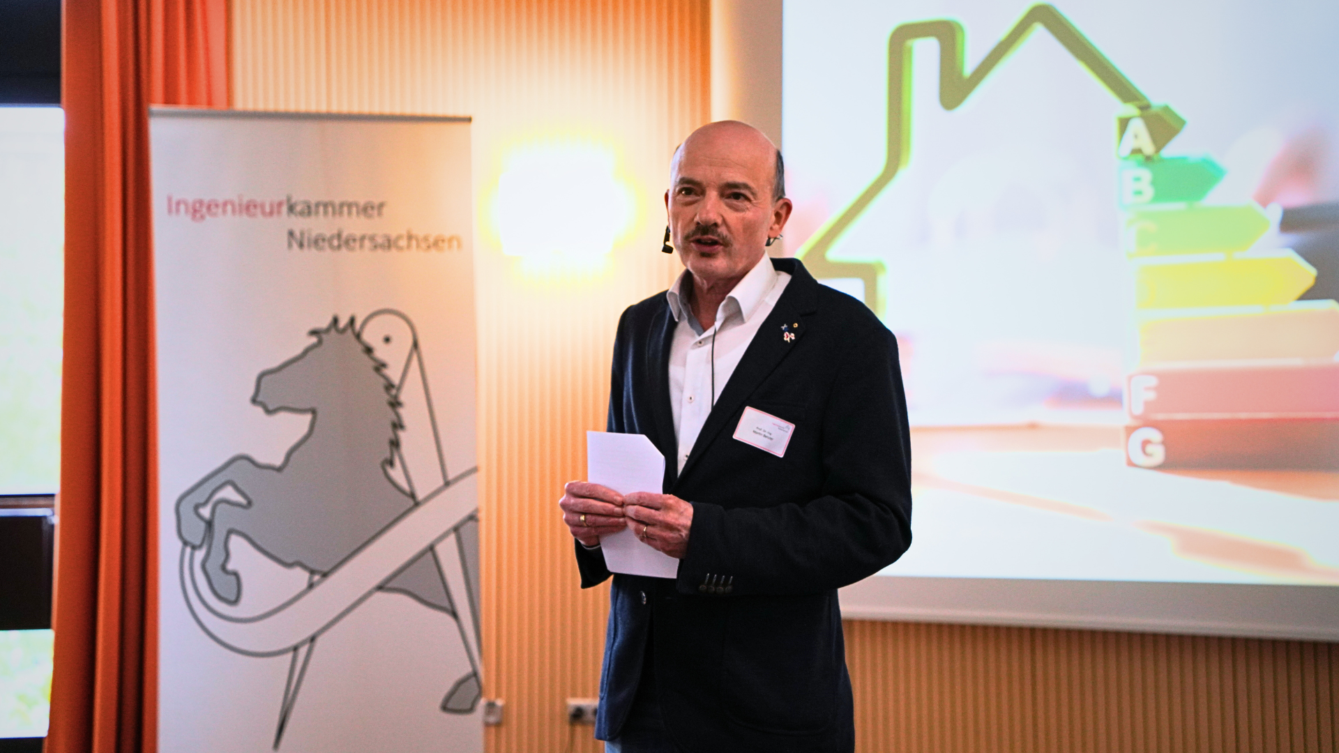 Martin Betzler, Präsident der Ingenieurkammer Niedersachsen, beim Energietag in Hannover / Foto: AN