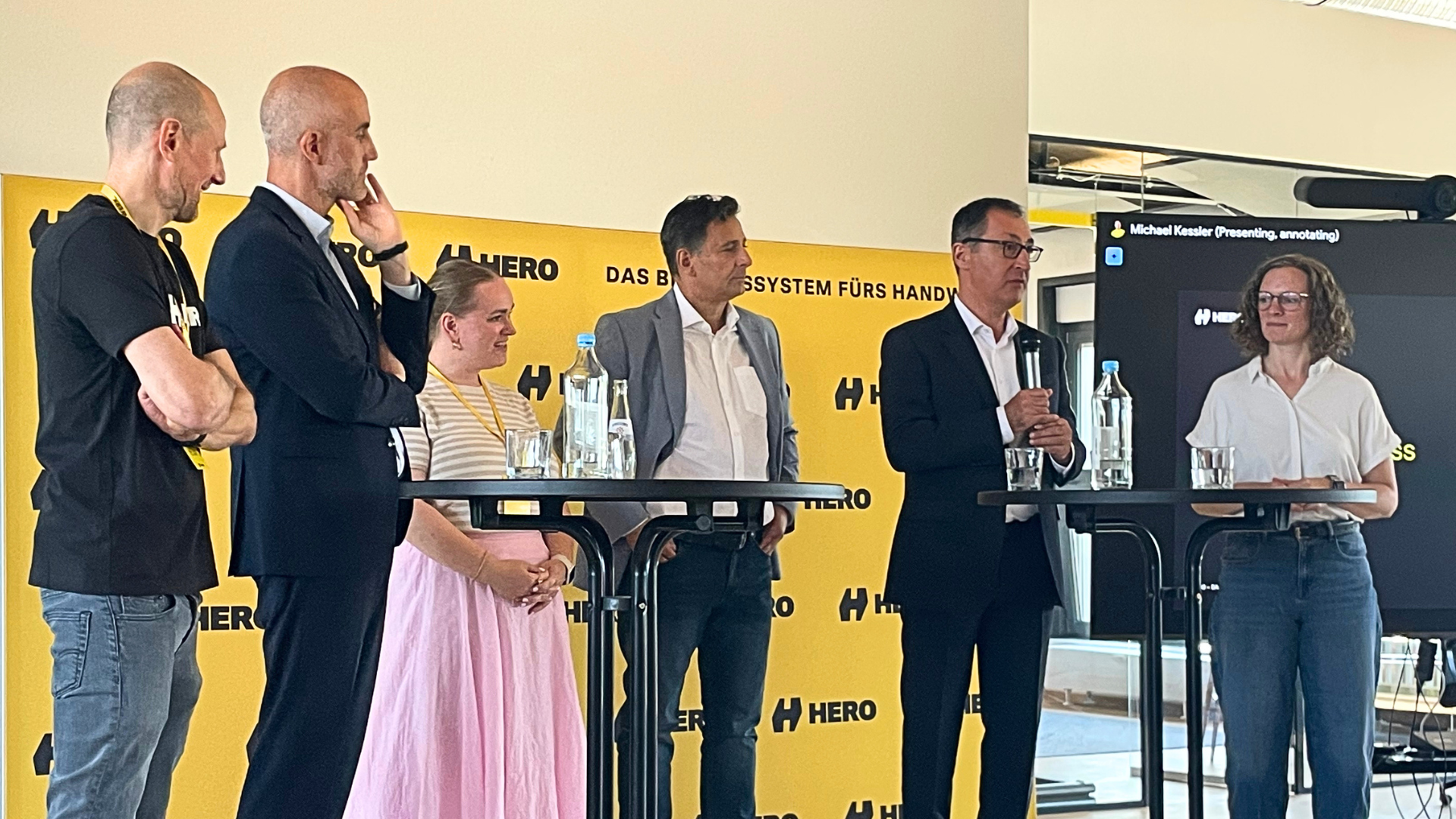 Grüner Wirtschaftsempfang mit Michael Kessler, Belit Onay, Hanna Schunke, Stavros Christidis, Cem Özdemir und Sinja Münzberg (v.l.n.r.)  / Foto: AN